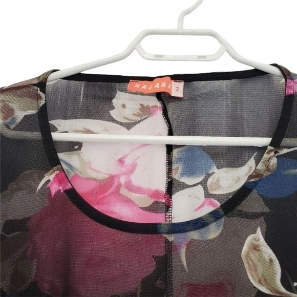 Hagara Sheer Floral Short Sleeve Cover Up - Picture 7 of 9